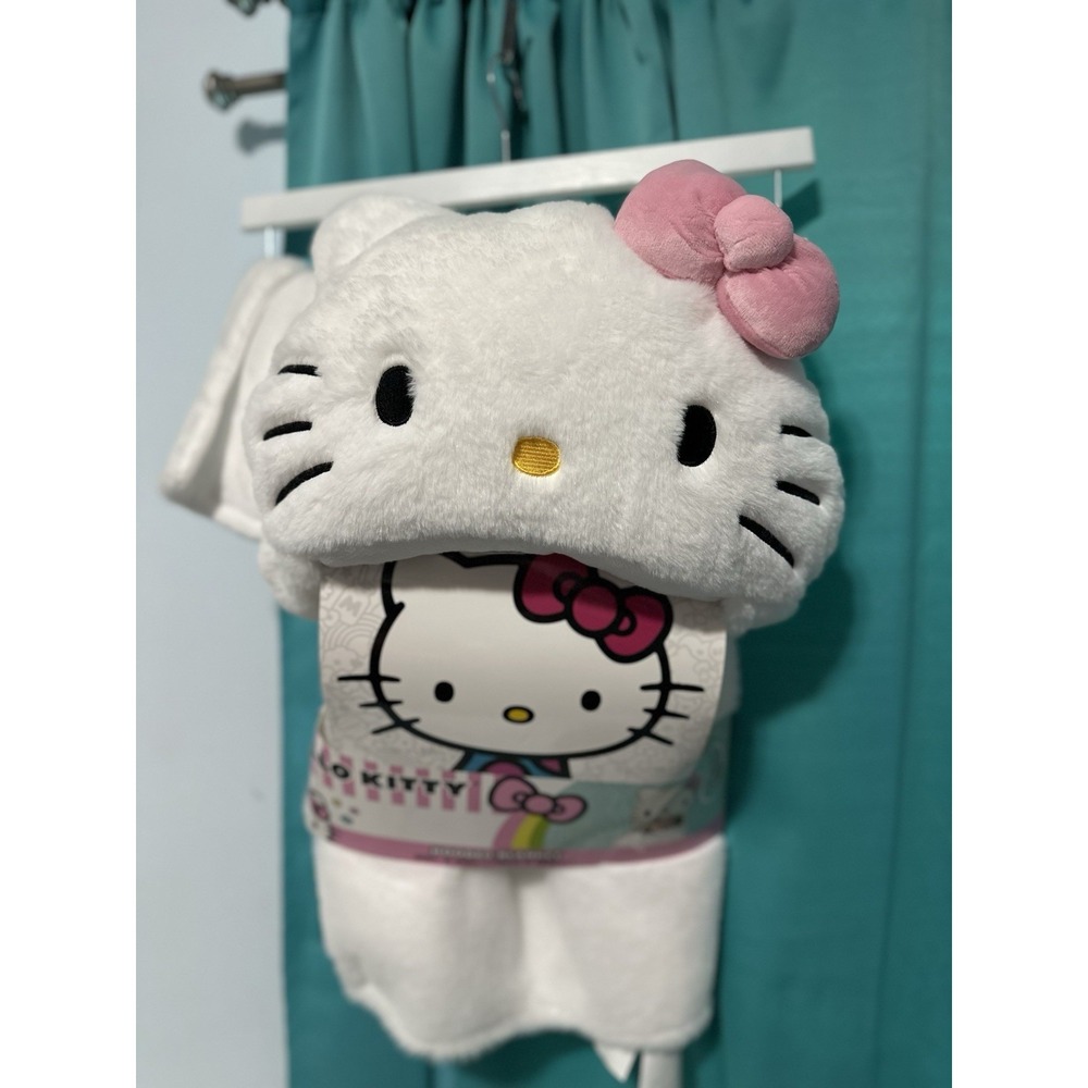 Sanrio Hello Kitty Hooded Blanket Soft Fleece Pink Bow Cozy NWT Kids 30x50 New